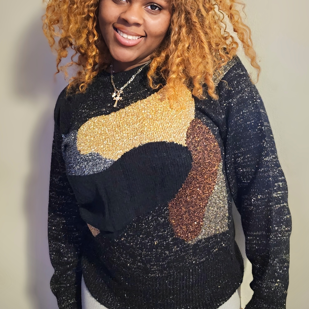 Stylish Black and Gold Women's Sweater